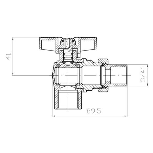 Кран з американкою кутовий KOER EXTREME KE.228-20 - 3/4
