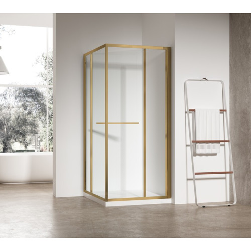 Душевая кабина без поддона Koer SR SC09-90x90x200-R-TR-12 прозрачное стекло Easy Clean 6мм Матовое золото (KR5771)
