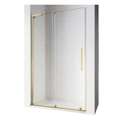 Двері в нішу Walk-In розсувні Koer SR SD07-120x200-R-TR-12 прозоре скло Easy Clean 8мм Матове золото (KR5774)