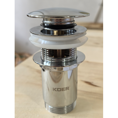 Донний клапан для раковини Koer PW-07-01 1 1/4'' з переливом автоматичний СLICK-СLACK (Колір хром) (KR5782)