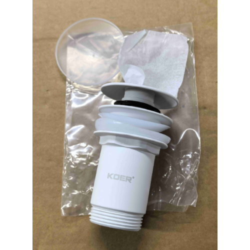 Донний клапан для раковини Koer PW-07-03 1 1/4'' з переливом автоматичний СLICK-СLACK (Колір білий) (KR5783)