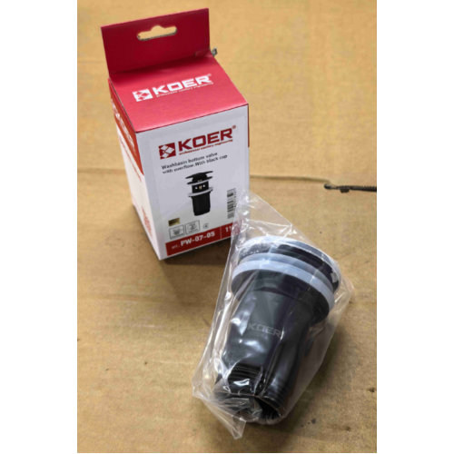 Донний клапан для раковини Koer PW-07-05 1 1/4'' з переливом автоматичний СLICK-СLACK (Колір чорний) (KR5785)