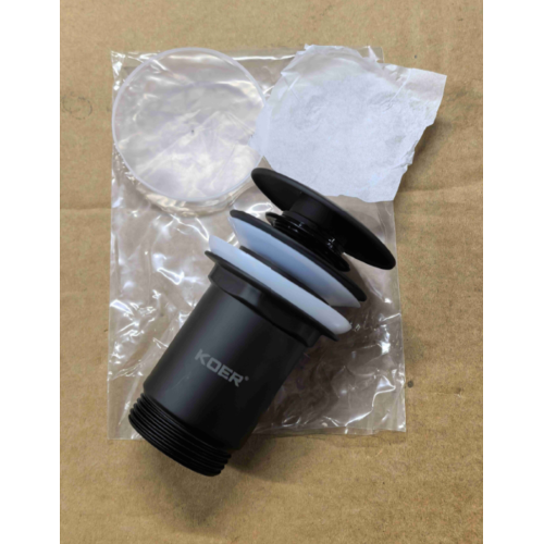 Донний клапан для раковини Koer PW-07-05 1 1/4'' з переливом автоматичний СLICK-СLACK (Колір чорний) (KR5785)