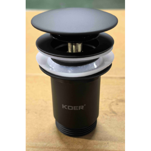Донний клапан для раковини Koer PW-07-05 1 1/4'' з переливом автоматичний СLICK-СLACK (Колір чорний) (KR5785)