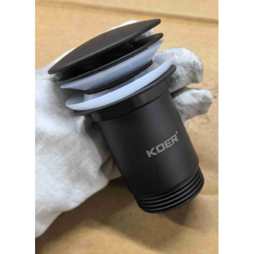 Донний клапан для раковини Koer PW-07-05 1 1/4'' з переливом автоматичний СLICK-СLACK (Колір чорний) (KR5785)
