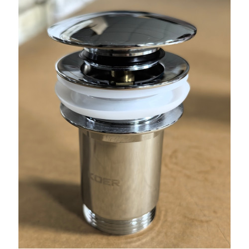 Донный клапан для раковины Koer PW-08-01 1 1/4'' без перелива автоматический СLICK-СLACK (Цвет хром) (KR5786)