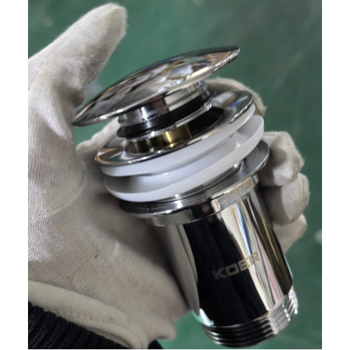 Донный клапан для раковины Koer PW-08-01 1 1/4'' без перелива автоматический СLICK-СLACK (Цвет хром) (KR5786)
