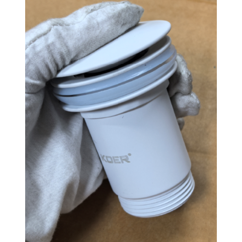 Донний клапан для раковини Koer PW-08-03 1 1/4'' без переливу автоматичний СLICK-СLACK (Колір білий) (KR5787)