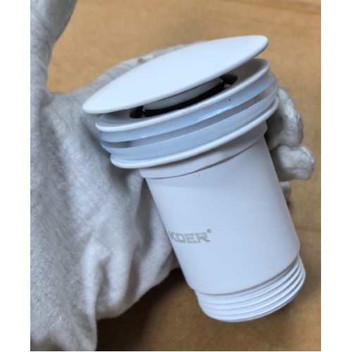 Донний клапан для раковини Koer PW-08-03 1 1/4'' без переливу автоматичний СLICK-СLACK (Колір білий) (KR5787)