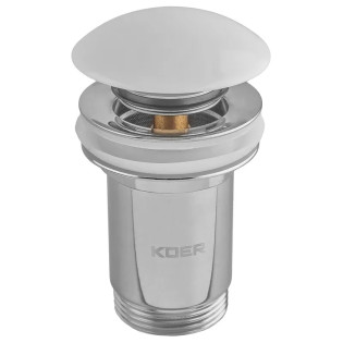 Донний клапан для раковини Koer PW-08-11 1 1/4'' без переливу автоматичний СLICK-СLACK (Біла керам.накл) (KR5788)