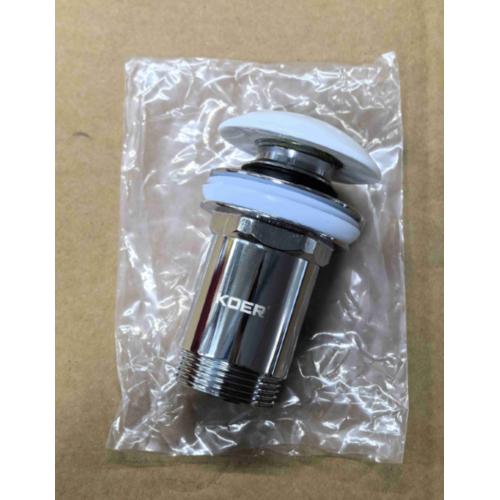 Донный клапан для раковины Koer PW-08-11 1 1/4'' без перелива автоматический СLICK-СLACK (Белая керам.накл) (KR5788)