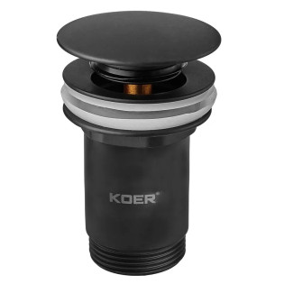 Донний клапан для раковини Koer PW-08-05 1 1/4'' без переливу автоматичний СLICK-СLACK (Колір чорний) (KR5789)