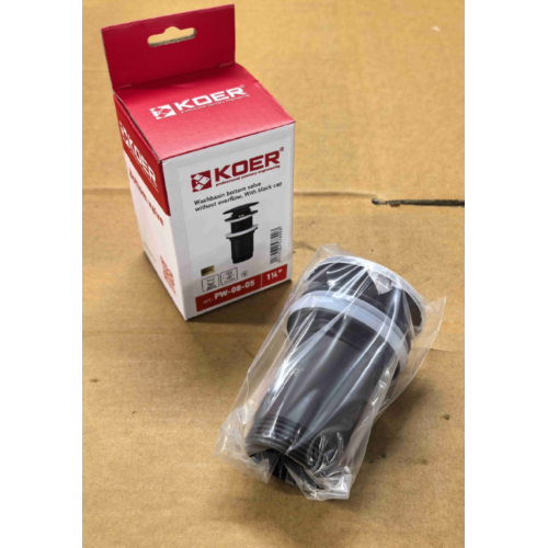 Донний клапан для раковини Koer PW-08-05 1 1/4'' без переливу автоматичний СLICK-СLACK (Колір чорний) (KR5789)