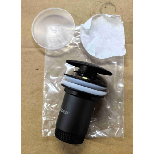 Донний клапан для раковини Koer PW-08-05 1 1/4'' без переливу автоматичний СLICK-СLACK (Колір чорний) (KR5789)
