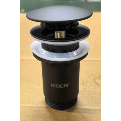 Донний клапан для раковини Koer PW-08-05 1 1/4'' без переливу автоматичний СLICK-СLACK (Колір чорний) (KR5789)