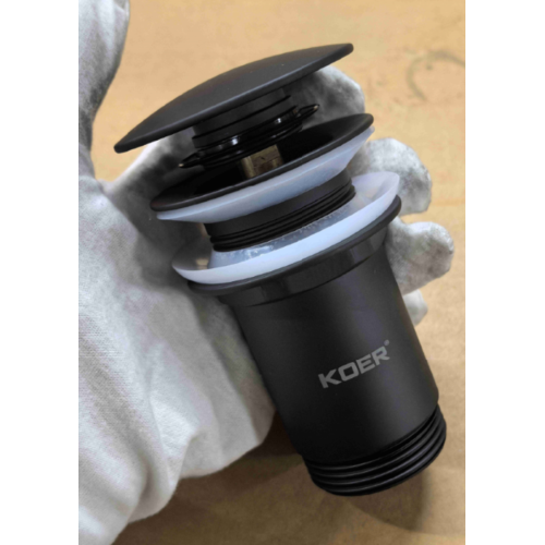Донний клапан для раковини Koer PW-08-05 1 1/4'' без переливу автоматичний СLICK-СLACK (Колір чорний) (KR5789)