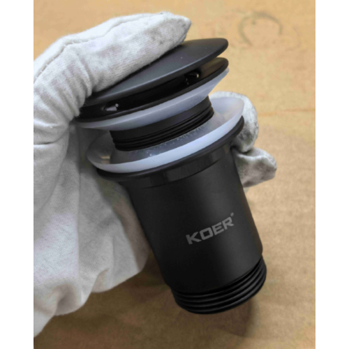 Донний клапан для раковини Koer PW-08-05 1 1/4'' без переливу автоматичний СLICK-СLACK (Колір чорний) (KR5789)