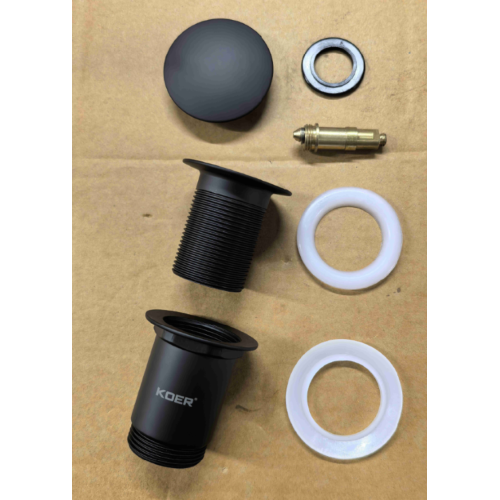 Донний клапан для раковини Koer PW-08-05 1 1/4'' без переливу автоматичний СLICK-СLACK (Колір чорний) (KR5789)