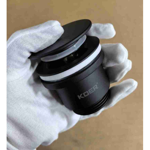 Донний клапан для раковини Koer PW-11-05 1 1/4'' універсальний (з/без перел) СLICK-СLACK (Колер чорний) (KR5795)