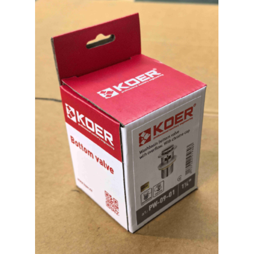 Донний клапан для раковини Koer PW-09-01 1 1/4'' з переливом автоматичний СLICK-СLACK (Колір хром) (KR5796)