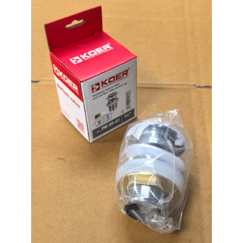 Донний клапан для раковини Koer PW-09-01 1 1/4'' з переливом автоматичний СLICK-СLACK (Колір хром) (KR5796)