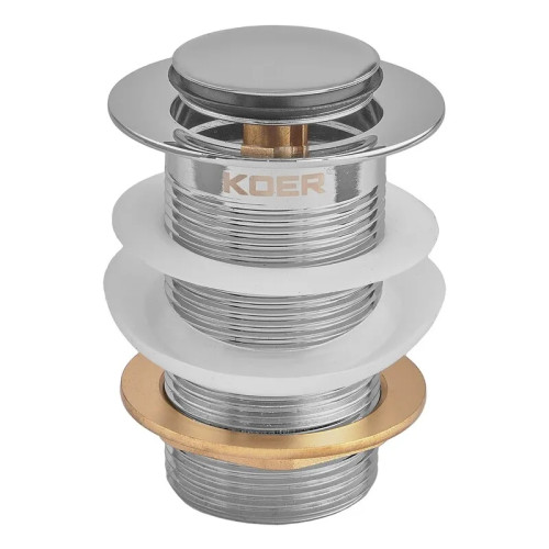 Донный клапан для раковины Koer PW-10-01 1 1/4'' без перелива автоматический СLICK-СLACK (Цвет хром) (KR5797)