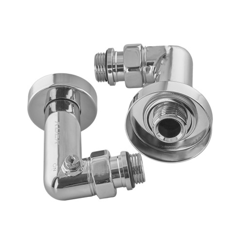 Комплект кранів для сушки для рушників кутовий Koer KR.SET.550 - M1/2''xM1/2'' запірний, хромований (KR5840)