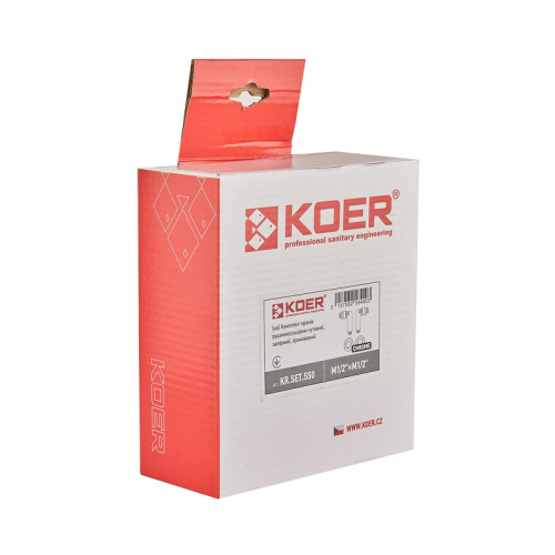 Комплект кранів для сушки для рушників кутовий Koer KR.SET.550 - M1/2''xM1/2'' запірний, хромований (KR5840)