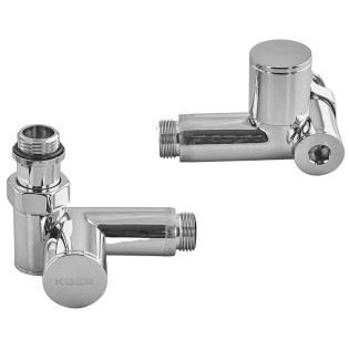 Комплект кранів для сушки для рушників кутовий Koer KR.SET.551 - M1/2''xM1/2'' під ТЕН хромований (KR5841)