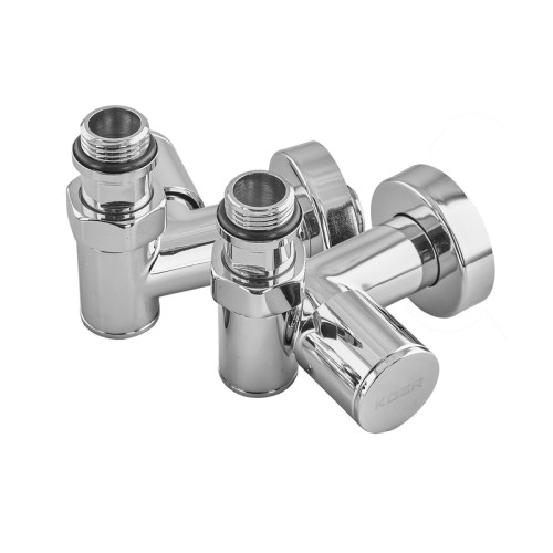 Комплект кранів для сушки для рушників кутовий Koer KR.SET.551 - M1/2''xM1/2'' під ТЕН хромований (KR5841)