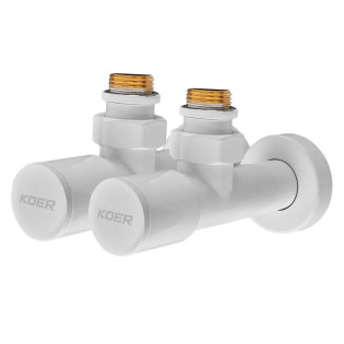 Комплект кранів для рушникосушарки кутовий Koer KR.SET.534 WHITE - M1/2''xM1/2'' подовжений (KR5843)