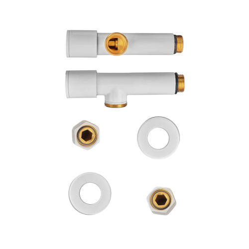 Комплект кранів для рушникосушарки кутовий Koer KR.SET.534 WHITE - M1/2''xM1/2'' подовжений (KR5843)