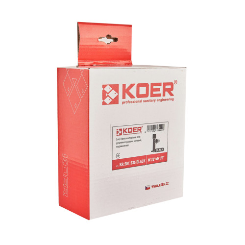 Комплект кранов для полотенцесушителя угловой Koer KR.SET.535 BLACK - M1/2''xM1/2'' удлиненный (KR5844)