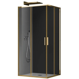 Душова кабіна без піддону Koer SR SC10-90x90x195-TR-12 прозоре скло Easy Clean 6мм, матове золото (KR5943)