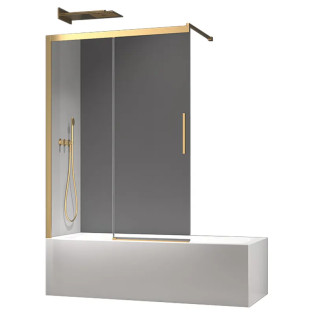 Шторки скляні розсувні на ванну Koer SR BS06-120x150-TR-12 прозоре скло Easy Clean 6мм, матове золото (KR5946)