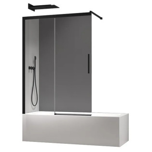 Шторки скляні розсувні на ванну Koer SR BS06-120x150-TR-07 прозоре скло Easy Clean 6мм, графіт (KR5947)