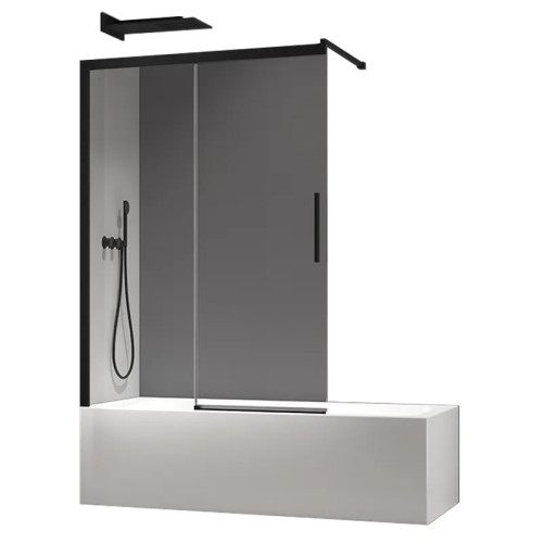 Шторки скляні розсувні на ванну Koer SR BS06-120x150-TR-07 прозоре скло Easy Clean 6мм, графіт (KR5947)