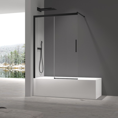 Шторки скляні розсувні на ванну Koer SR BS06-120x150-TR-07 прозоре скло Easy Clean 6мм, графіт (KR5947)
