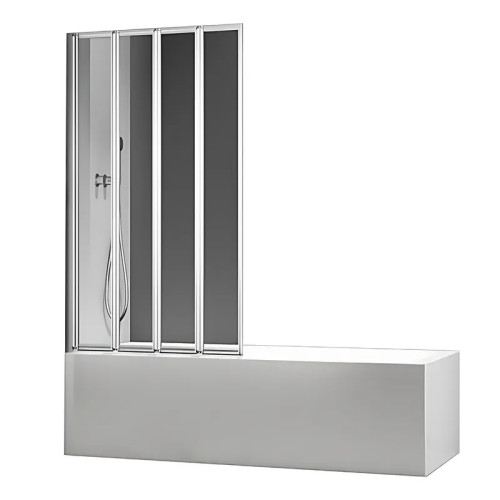Шторки скляні на ванну складні Koer SR BS07-80x140-TR-01 прозоре скло Easy Clean 4мм, хром (KR5948)