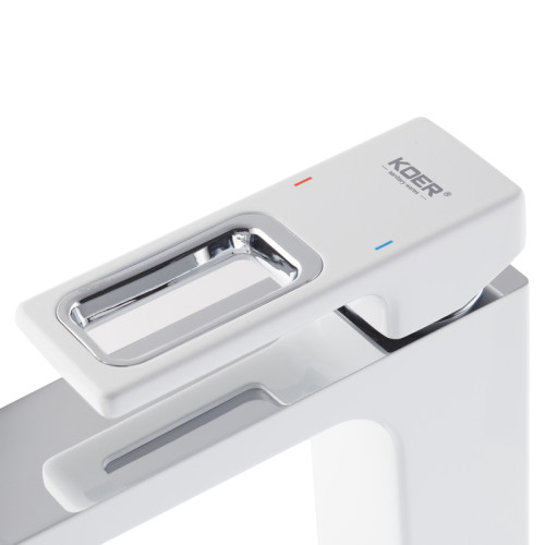 Змішувач для умивальника KOER KB-10009-04 (Колір хром+білий) (KR5975)