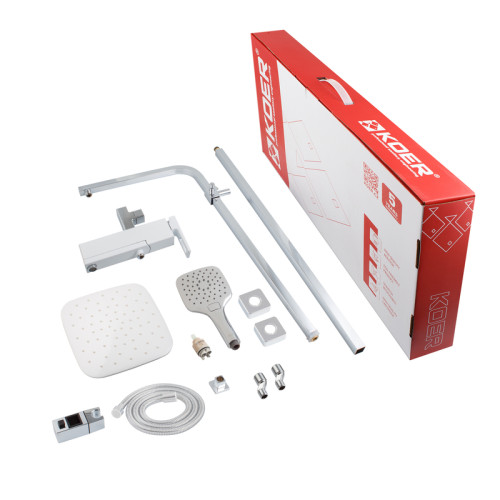 Душова колона із змішувачем KOER KB-56009-04, 3 функції (Колір хром+білий) (KR5987)