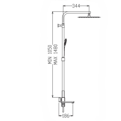 Душова колона із змішувачем KOER KB-56039-01, 3 функції (Колір хром) (KR5995)