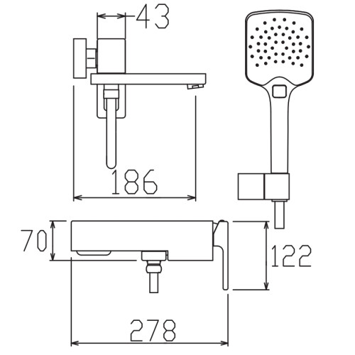 Змішувач для ванни з коротким зливом KOER KB-41009-01 (Колір хром) (KR6017)