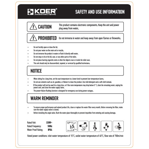Унітаз-біде підлоговий з електронним керуванням Koer TB-0202 Smart 680x405x455mm із вбудованим бачком (KR6072)