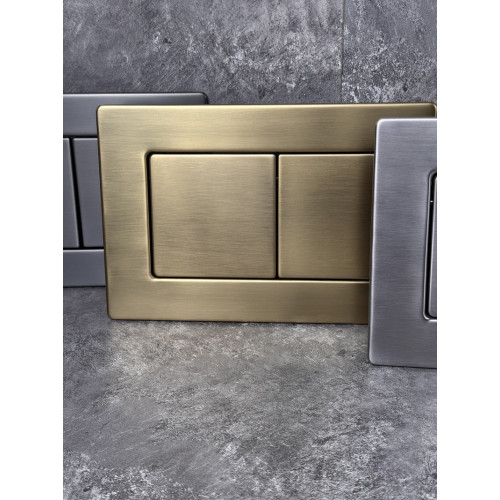 Панель змиву KOER KT-0612-12 240x160x10mm з нержавіючої сталі, кнопка квадратна (колір матове золото) (KR6121)