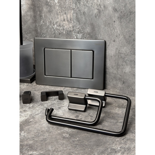 Панель змиву KOER KT-0612-07 240x160x10mm з нержавіючої сталі, кнопка квадратна (колір графіт) (KR6122)