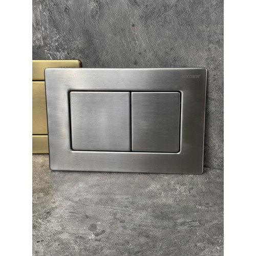 Панель змиву KOER KT-0612-07 240x160x10mm з нержавіючої сталі, кнопка квадратна (колір графіт) (KR6122)