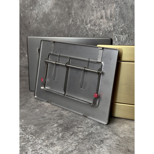 Панель змиву KOER KT-0612-07 240x160x10mm з нержавіючої сталі, кнопка квадратна (колір графіт) (KR6122)