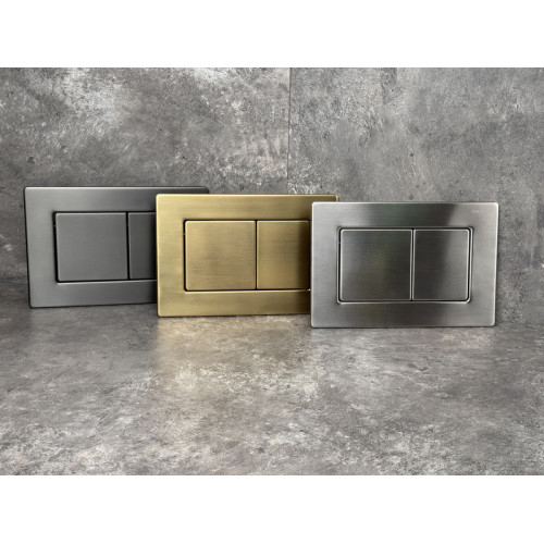 Панель змиву KOER KT-0612-07 240x160x10mm з нержавіючої сталі, кнопка квадратна (колір графіт) (KR6122)