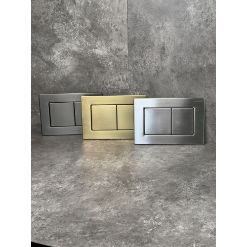 Панель змиву KOER KT-0612-07 240x160x10mm з нержавіючої сталі, кнопка квадратна (колір графіт) (KR6122)